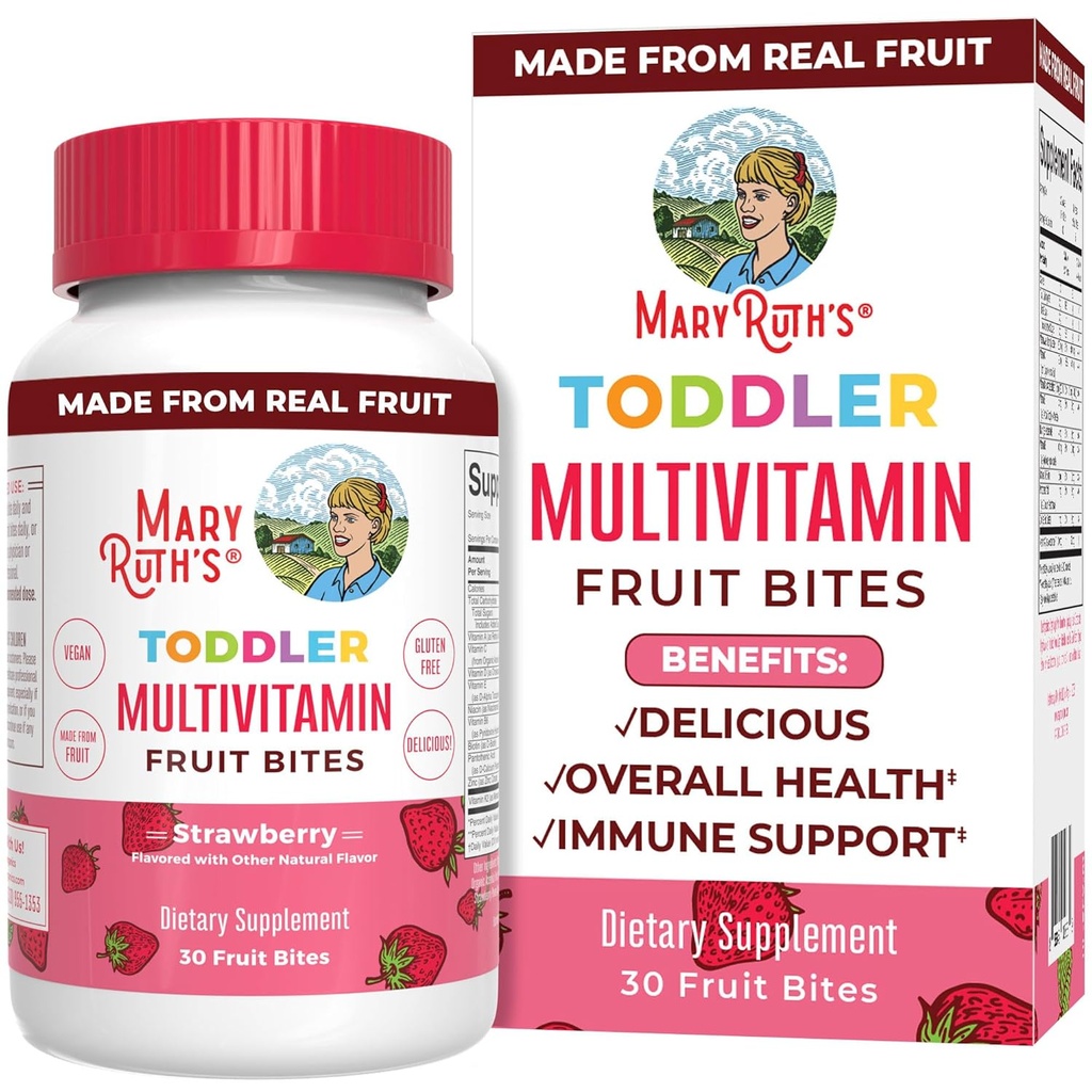 Kids Multivitamine Fruit Bites by MaryRuth's Peuter Multivitamine Leeftijden 1 & Omhoog Immune Ondersteuning Supplement 
