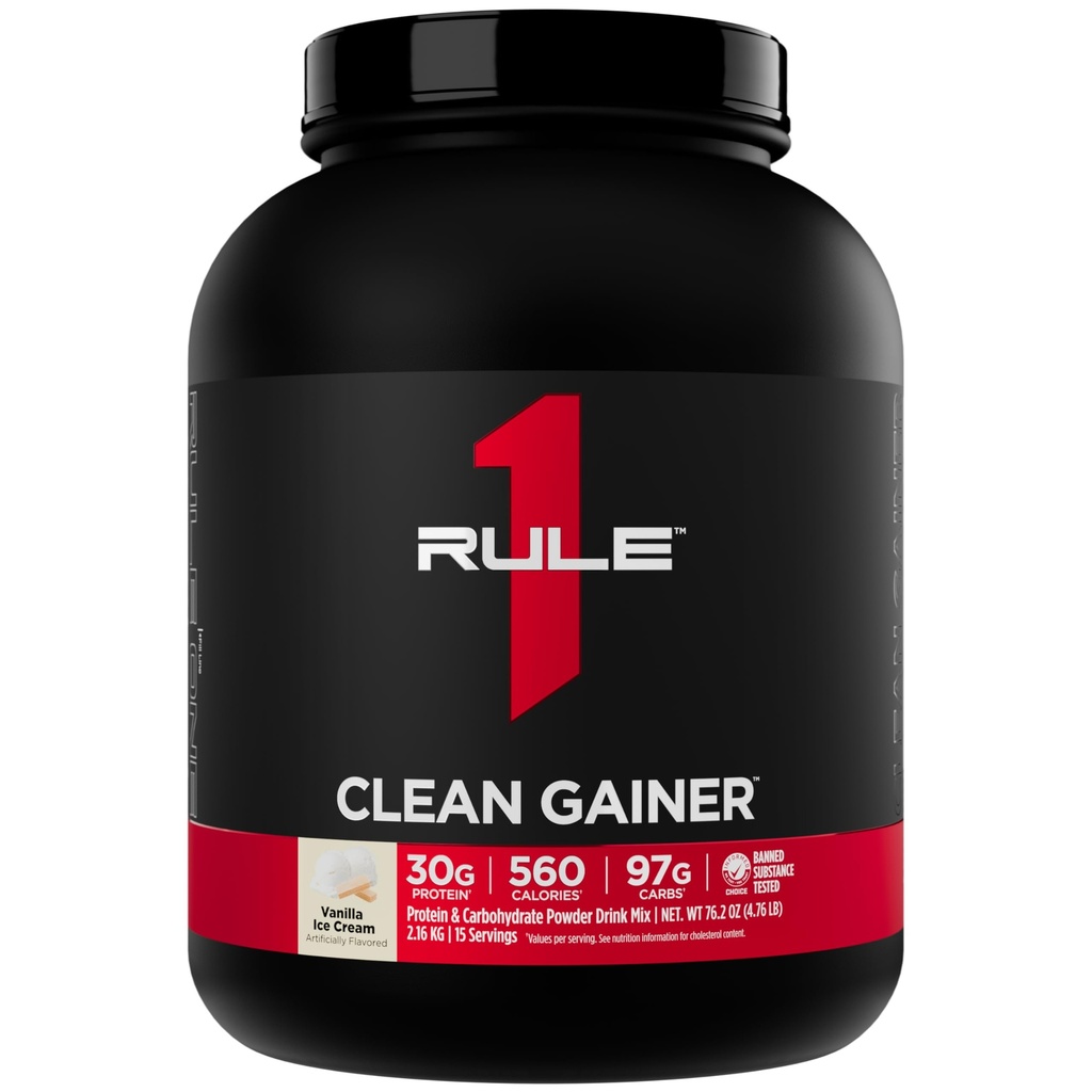 Regel 1 Clean Gainer - High-Protein Lean Gain Formula met 560 Calorieën, 30 gram vol-Spectrum Proteïne, meer dan 90 gram Carbs, onder 6 gram vet (15 porties, Vanilla Ice Crème)