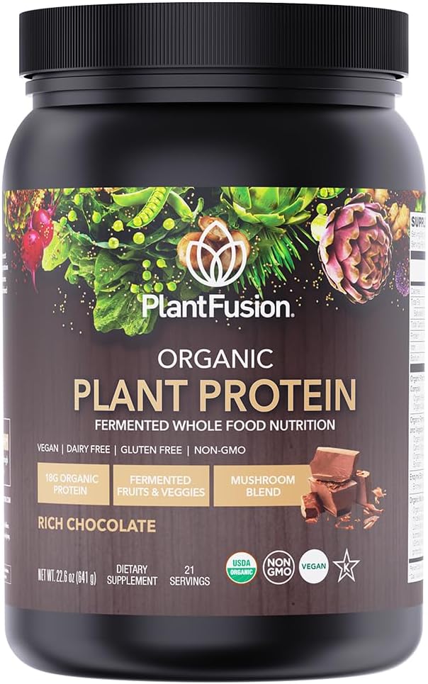SOTRU Organic Vegan Protein Powder - Whole Food, Plant Based Protein Powder with Green Superfoods, Enzymes & Probiotics - USDA Certified Organic, Non-GMO, Gluten-Free - Chocolate 18,5 oz, 21 Servings