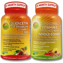 Quercetine avec Bromelain, Vitamine C & Zinc et Vitamine Liposomique C 1500mg – Ensemble de soutien immunitaire avec cerise acérola biologique, Camu Camu et antioxydants alimentaires entiers – végétalien, non-OGM, étiquette propre