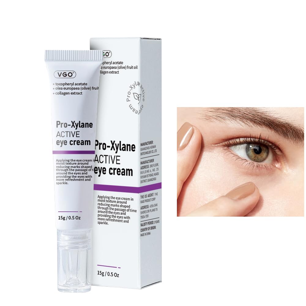 VGO Eye Cream 2% Pro-Xylane Eye Repair Cream for Dark Circles & Puffiness Under Eyes, Pro Xylane + 6D Hyaluronic Acid to Firm Skin, Reduce Rimpels, Fine Lines, 15g/0,5 Oz