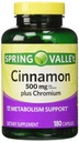 Spring Valley - Cinnamon 500mg Plus Chroom, Twin Pack, 2 flessen van 180 capsules