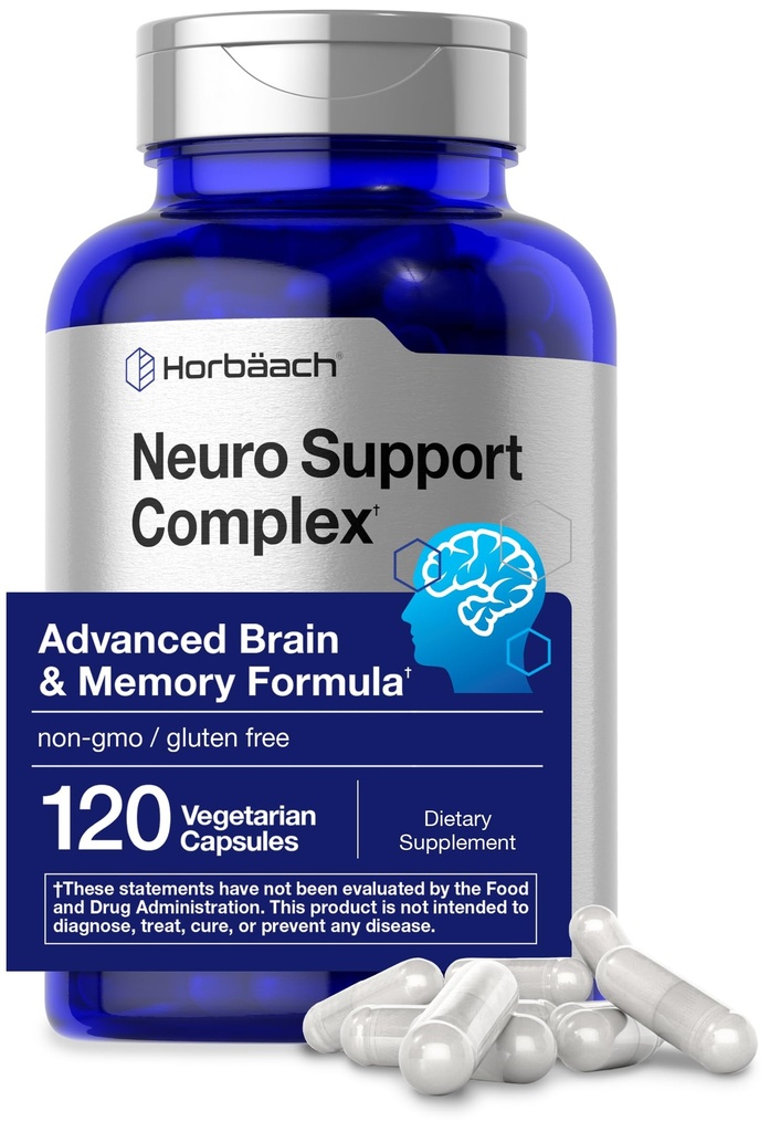 Horbäach Hersensupplement 120 Capsules met Phosphatidylserine & WASE Geavanceerde Formule voor Geheugen, Focus, Helderheid Vegetarisch en Glutenvrij Neuro Ondersteuning