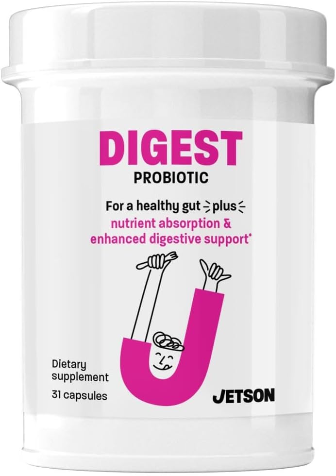Jetson Digest - Digestie & Immune Support Probiotic Formulatie Promotives Regular Bowel Movement, Improve Digestie & Bloating, Supports Immunity - Gluten Free, Vegetarische, Non-GMO (31 Tel.)