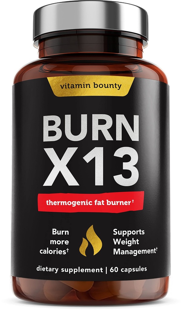 Vitamine Bounty Advanced Thermogenic Fat Burner for Men & Women - Burn X13 Weight Loss Supplement with 13 Powerful Ingredients - Metabolisme Booster, Energy & Appetite Control - 60 Capsules