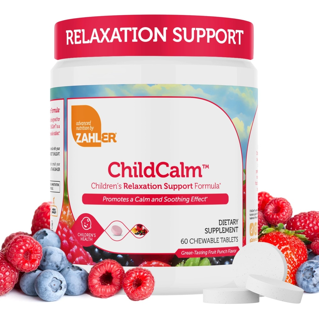 Zahler ChildCalm, Kosher Fruit Punch Kauwbare Magnesium voor kinderen - natuurlijke rust, stemming ondersteuning en ontspanning - Kalmerende kinderen Magnesium Supplement Kinderen Magnesium, 60 tabletten