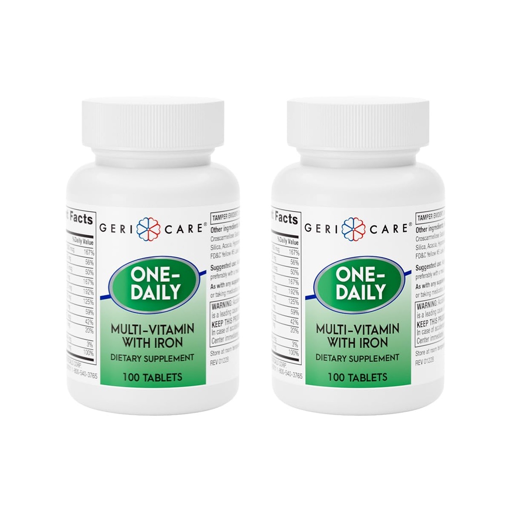 GeriCare One-Daily Multi-Vitamin met ijzer, voor Every Day Nutritional Supplement Support, 100 Tellen (Pack of 2)