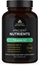 Ancient Nutrition Vitamin K2 Supplement, K2-90mcg K2, Adaptogenic Herbs, Enzyme Activated, Supports Cardiovascular Function, Paleo & Keto Friendly, 60 Capsules
