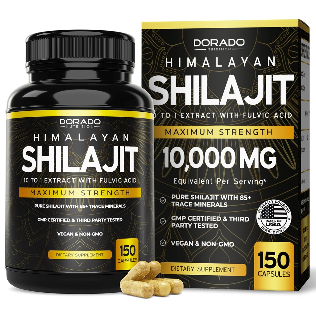 Shilajit Capsules met 85+ Trace Minerals (75 Day Supply, 1000mg Extract per Serving) Himalaya Shilajit voor mannen en vrouwen met fulvinezuur - derde partij getest supplement, niet GGO, Vegan & USA Made