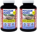 Yerba Prima Psyllium Husks Veg Caps - 180 Compte (2 Pack) (625mg) - Vegan, Non-OGM, Sans gluten, Colon Cleanser, Supplément de fibre quotidienne pour la santé et la régularité Gut