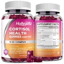 Cortisol Supplementen voor vrouwen mannen, Cortisol Gummies met Ashwagandha, Magnesium, L-Theanine, Fosfatidylserine, B6 voor Cortisol Detox, Ontspanning, Slaap, Focus, Suikervrij, Veganist, 120