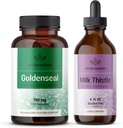 HERBAMAMA Goldenseal en Milk Thistle Kit - bundel van 700 mg Goldenseal Root Capsules en Milk Thistle Tinctuur 2 fl oz - Vegan, Non-GMO, Sugar & Alcohol-Free - 2 Pack
