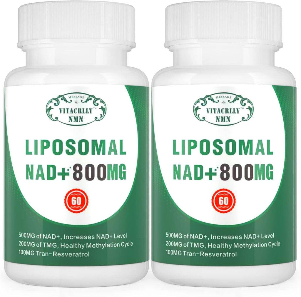 NAD+ supplement Liposomal NAD+ Plus 800MG Nicotinamide Riboside alternatief voor celenergie, gezonde veroudering en spierreparatie 120 capsules(verpakking van 2)