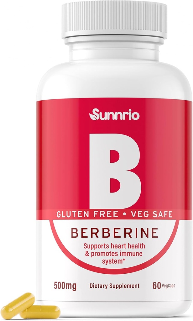 Berberine HCL 500mg - Ondersteunt gezonde stofwisseling, hart en immuunsysteem* - Non-GMO, Glutenvrije, Vegeteriaanse Safe - 60 capsules