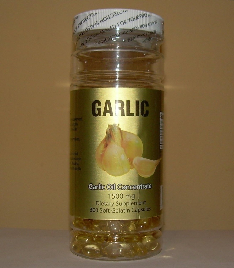Knoflookolieconcentraat 1500 MG, Cholesterolvrij, 300 zachte gelatinecapsules