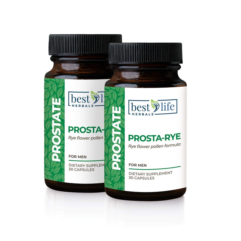 Best Life Kruiden Prosta-Rye - Natuurlijke Prostaat Supplement voor mannen ervaren een uitgebreide prostaat, frequente urine, Overactieve Blaas - 2 flessen, 60 capsules