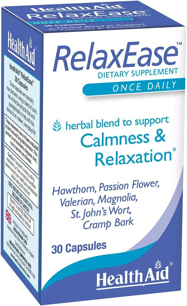 RelaxEase, Herbal Blend om Harmony en Tranquility te ondersteunen, eenmaal daags, 30 ct, helpt gezondheid en ontspanning te bevorderen