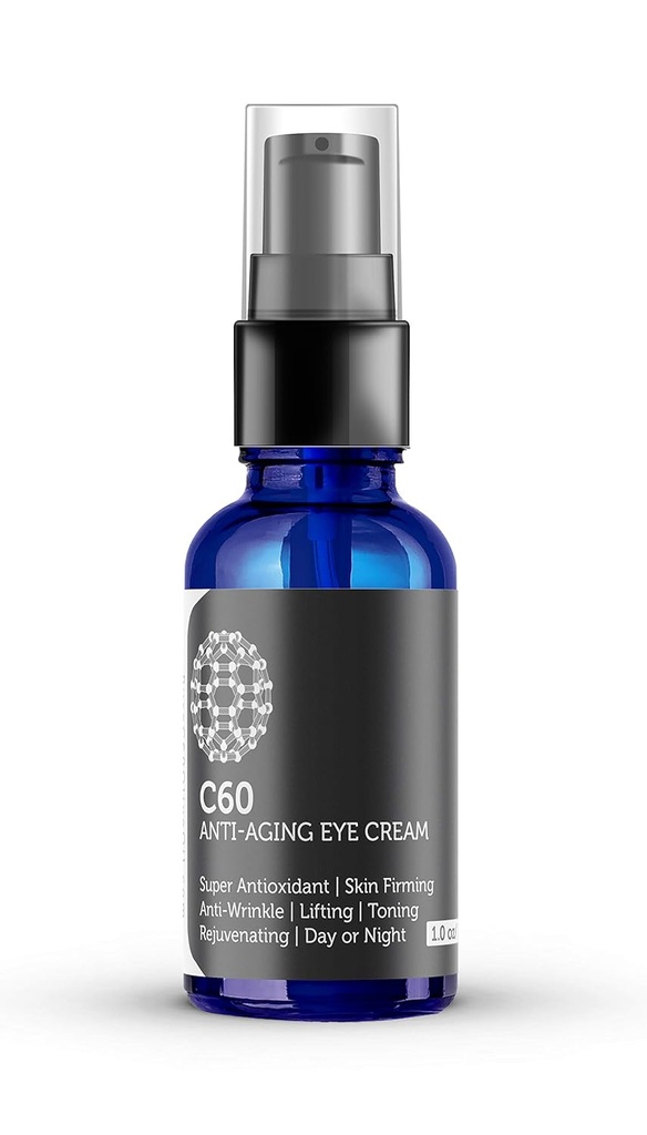 C60 Anti-Aging Eye Cream 30ml met Matrixyl 3000, Tripeptide-5, Hydrating Botanical Hyaluronic Acid en Vitamine C voor mannen en vrouwen gemaakt met biologische ingrediënten