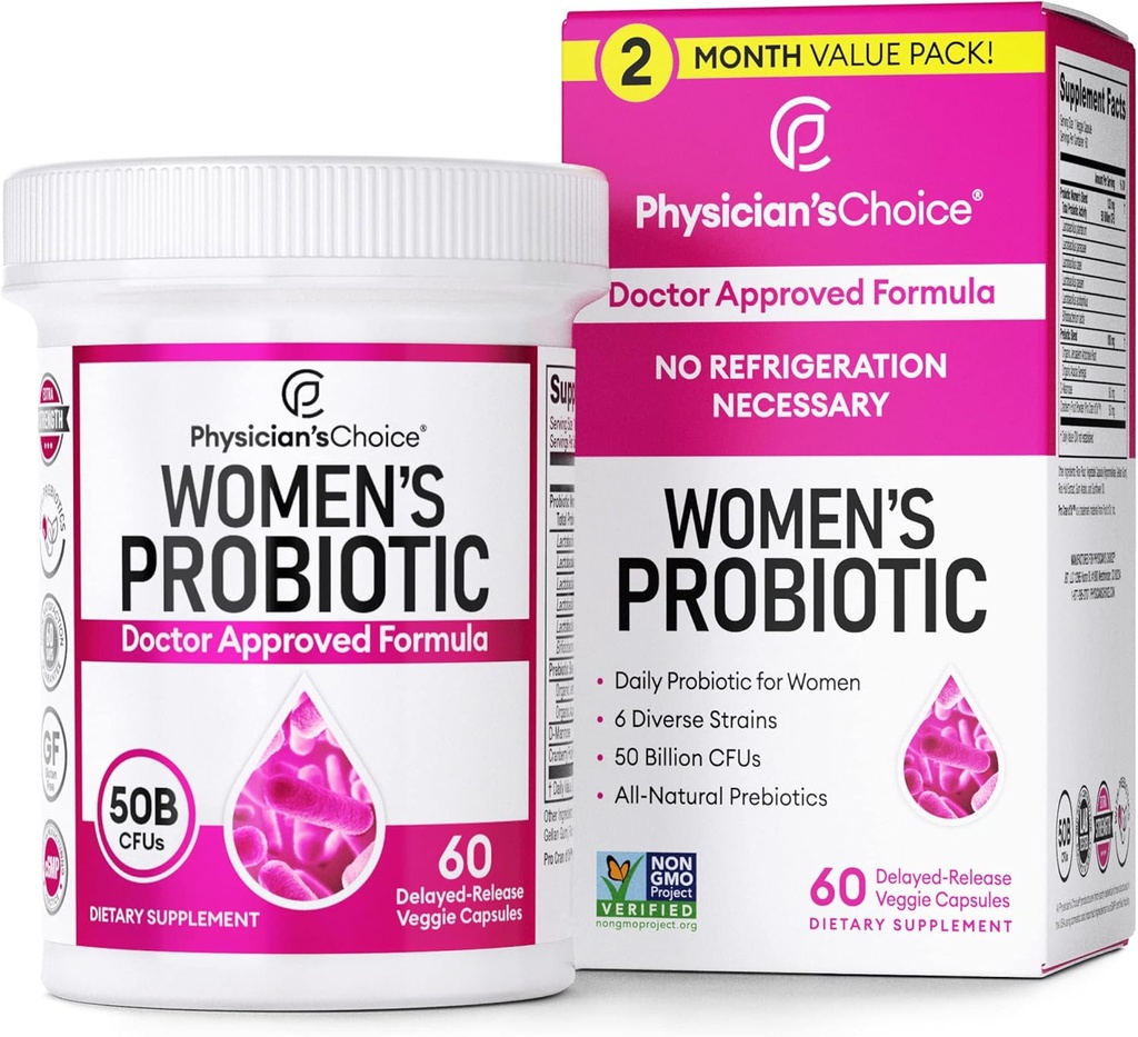 yhn Vrouwenprobiotica 50 miljard CFU Capsules, probiotisch supplement voor vrouwen met 50 miljard CFU Plus klinisch bewezen ingrediënten,60 Ct.