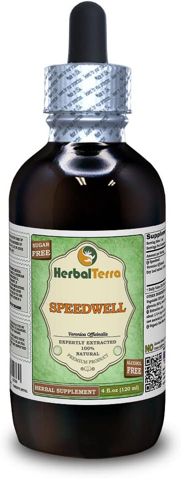 Speedwell (Veronica Officinalis) Glyceriet, biologisch gedroogde bladeren Alcoholvrij Liquid Extract (Brand Name: HerbalTerra, Trots Made in USA) 4 fl.oz (120 ml)