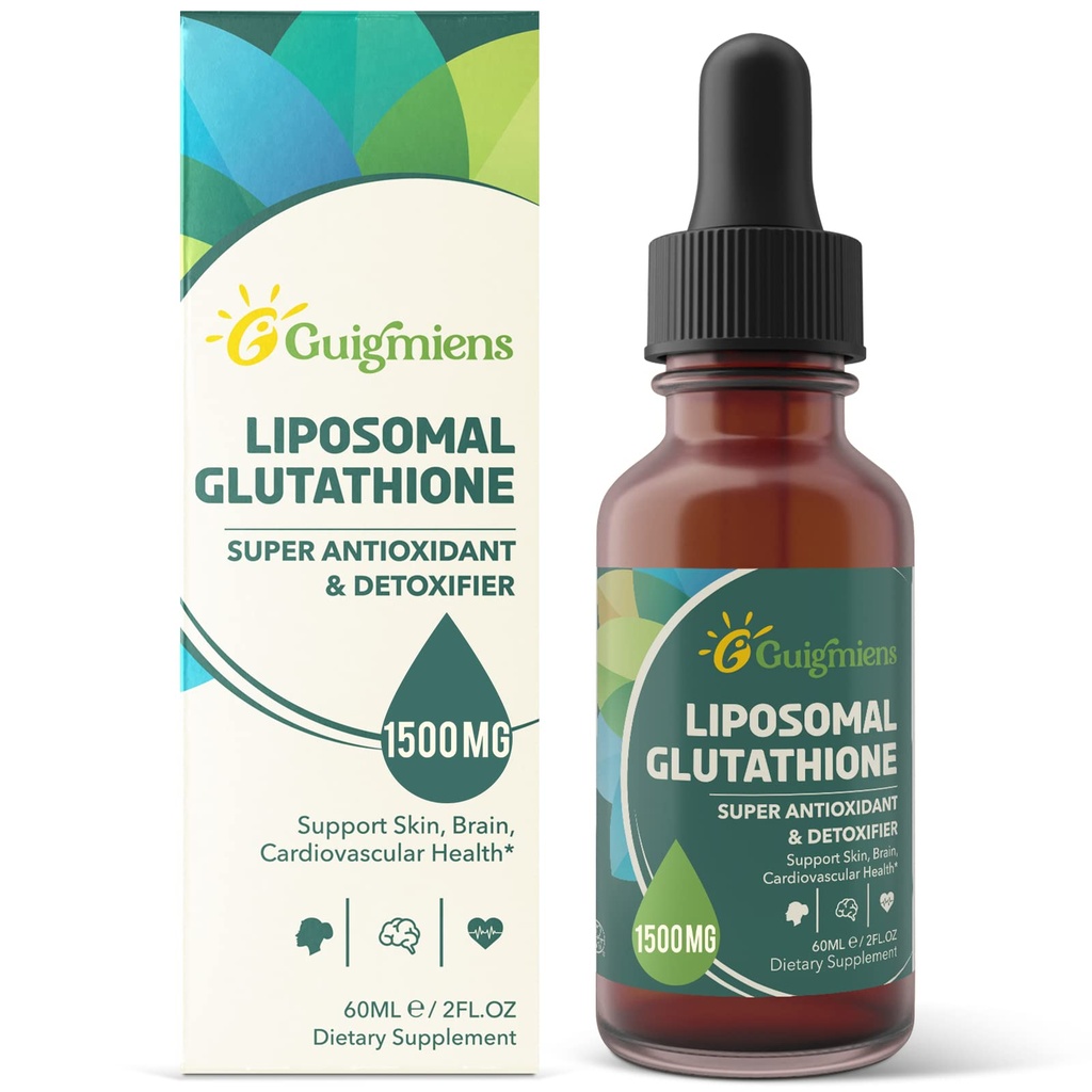 Liposomale Glutathion 1500 MG, Superior Absorptie, Vloeibare Glutathion Supplement, Krachtige Antioxidant, Lever Detox, Immuunverbeteraar, Sojavrije, Niet-GMO, Veganistisch & Glutenvrij, 2,02 f.oz