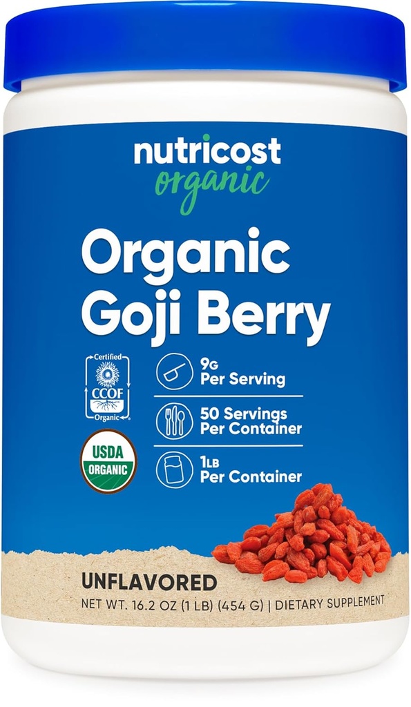 Nutricost Biologische Goji Berry Poeder (1lb) - USDA Gecertificeerd Biologische, Glutenvrij, Niet-GMO, Vegetarisch