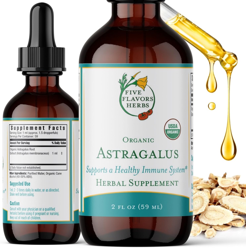 Astragalus Tincture - Soutien du système immunitaire, support respiratoire, support du système digestif, Maca, supplément à base de plantes - 2 Fl Oz