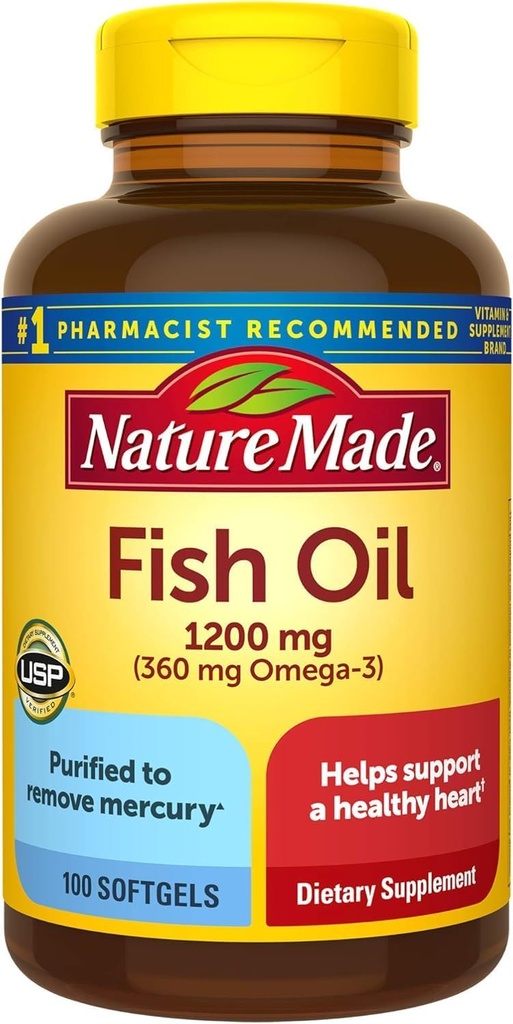 Visolie 1200mg, 100 Softgels, Visolie Omega 3 Supplement voor de gezondheid van het hart