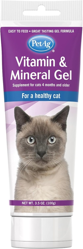PetAg vitamine en minerale gelsupplement voor katten - 3.5 oz - Biedt basis dagelijkse vitaminen en mineralen voor katten 4 maanden en ouder - gemakkelijk te digest