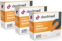 Dealmed Stof Flexibele Kleefbandages 100 Tellen (3 Pack) Bandages met Non-Stick Pad, Latex Gratis, Wound Care voor Eerste Hulp Kit, 3" x 3/4"