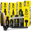 Kit de croissance avancée du Bard Club - Derma Roller, Huile de croissance, Vitamines et Vaporisateur Vitamine, Shampooing et Brosse Brillance - Cadeau - Cedar
