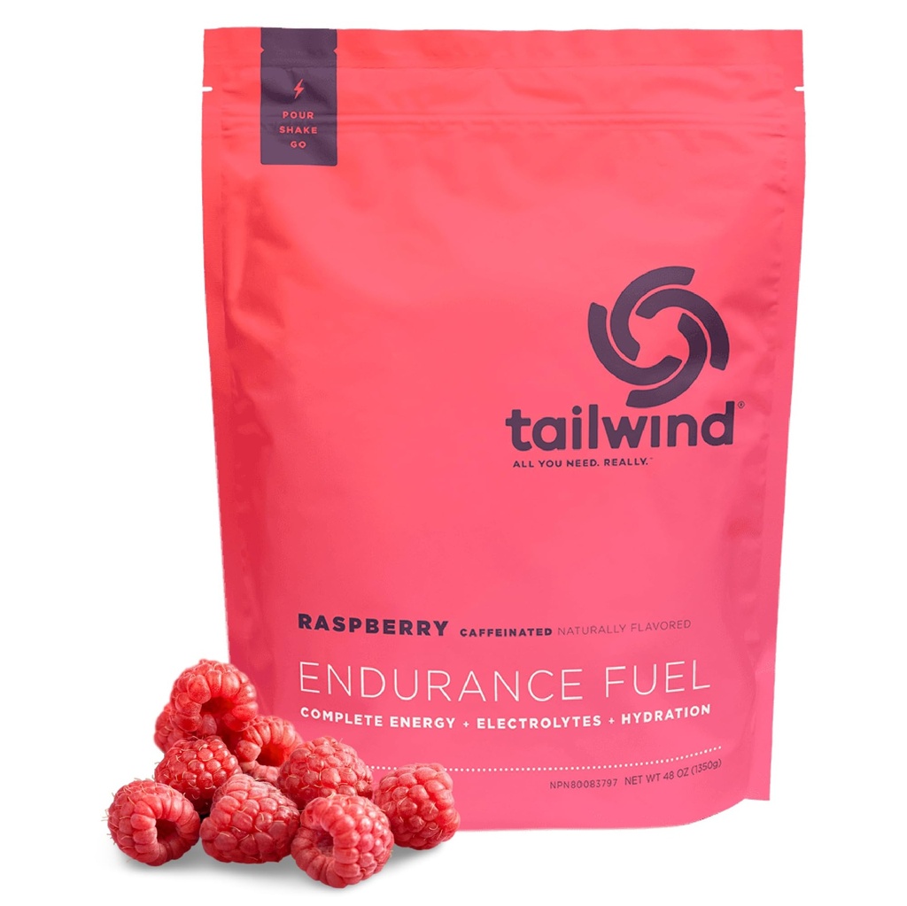 Restwind Voeding Endurance Fuel, Koolhydraat & Electrolyte Sports Drink Mix Poeder, Glutenvrij, Veganistisch, Raspberry Buzz, 50 porties (Caffeinated)