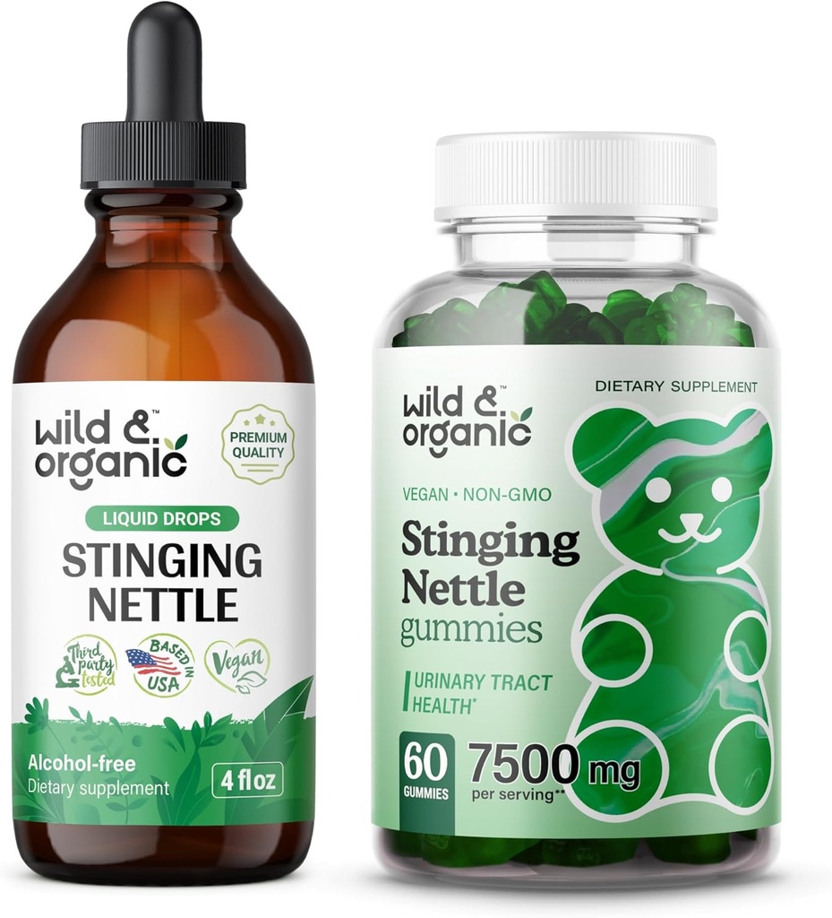 Wild & Organic Stinging Nettle Root Tincture 4 fl oz & Stinging Nettle Root Gummies
