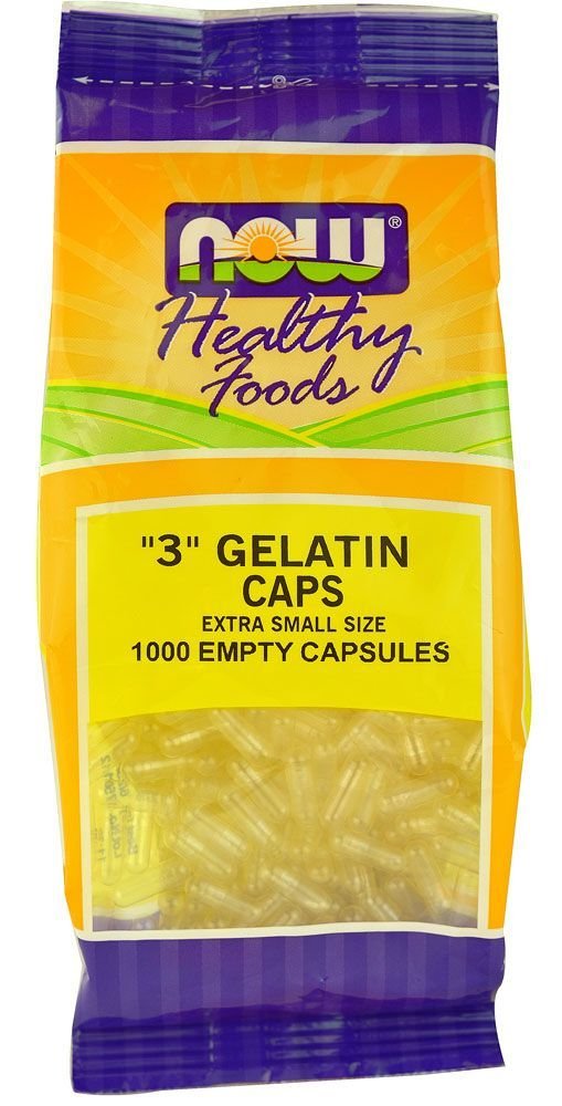 NOW Foods - Gelatine Lege capsules '3' Maat (Extra kleine grootte) - 1000 Gelcaps