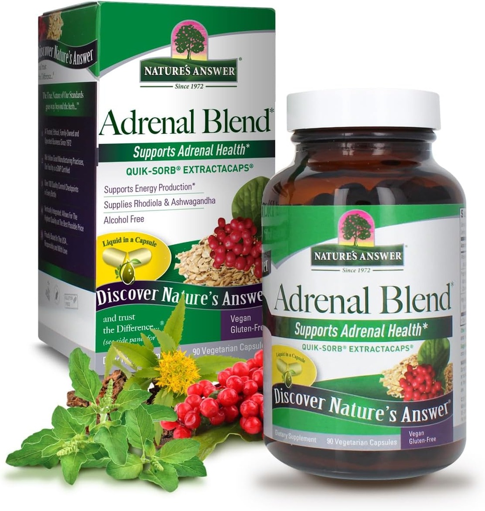 Nature's Antwoord Extracaps Adrenal Blend Stress Away Vegetarian 90 Capsules Vegan Vegetarianen Kruidencombinatie Dieetsupplement No Harm
