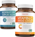 Ademhaling & vitamine C (1-maandvoorraad) Ademhaling Easy Bundle - Adembenemende ondersteuning Deep Lung Cleanse for Airway Health (60 Caps) & Vitamine C Immune Support Supplement - Immunity Boost Blend (60 Caps)