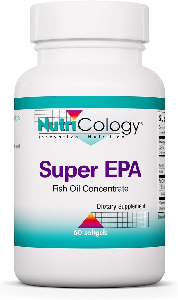 Nutricology Super EPA - Omega 3 Supplement, Visolie Concentraat, EPA, DHA, Omega 3 Vetzuren, Duurzaam-Gezond ansjovis, Softgels - 60 Tel.