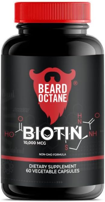La biotine de l'octane - Croissance des cheveux de l'octane avec la biotine 10 000 mcg - 60 jours d'approvisionnement - Supplément de vitamine santé, forte, plus rapide et plus épaisse de la croissance du ours - Fabriqué aux États-Unis