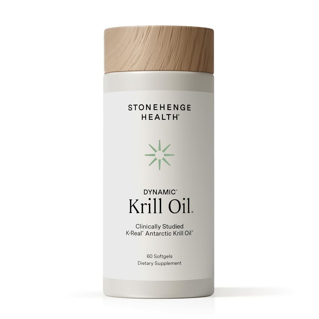 Stonehenge Health Huile de krill dynamique 1600mg – Supplément triple force Antarctique Omega-3 avec EPA, DHA, Phospholipides et 2mg Astaxanthine – soutient le coeur, le cerveau, la peau, la santé articulaire et oculaire – 60 Softgels