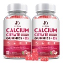 (2 Pack) Calcium citraat 1200mg met vitamine D3 Supplementen Gummies voor vrouwen & mannen, Calcium Gummies met vitamine D3 K2, Hoge absorptie voor botspieren Gezond- Perzik smaak- 60 dagen levering