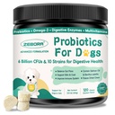 Probiotica voor honden Digestieve Gezondheid, Honden Probiotica en Digestieve Enzymen, Prebiotica, Omega-3 & 6 en Vitamine voor Honden, 6 Miljard CFUs voor Gut Health en Immune Ondersteuning, 120 Kauwen