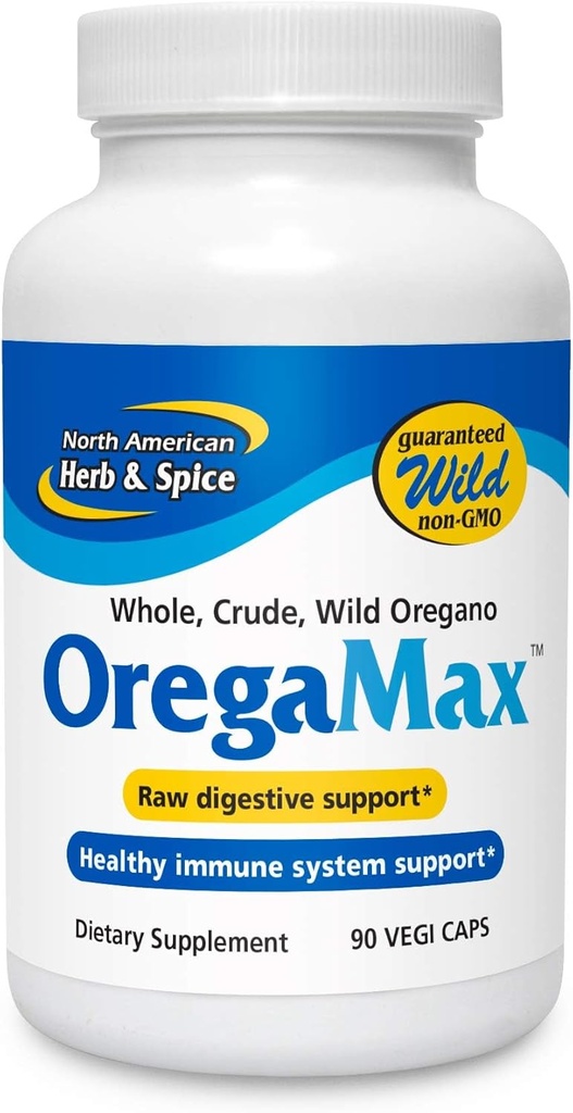 NOORD AMERICAN HERB & SPICE OregaMax - 90 Vegi Caps - Pack of 3 - Healthy Digestive & Immune Support - Oreganol P73 Oregano Oil Supplement with Knoflook & Ui - Non-GMO - 270 Total Servings