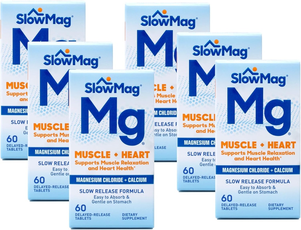 Slow Mag Magnesium Chloride and Calcium, 60 Tablets each (Value Pack of 6)