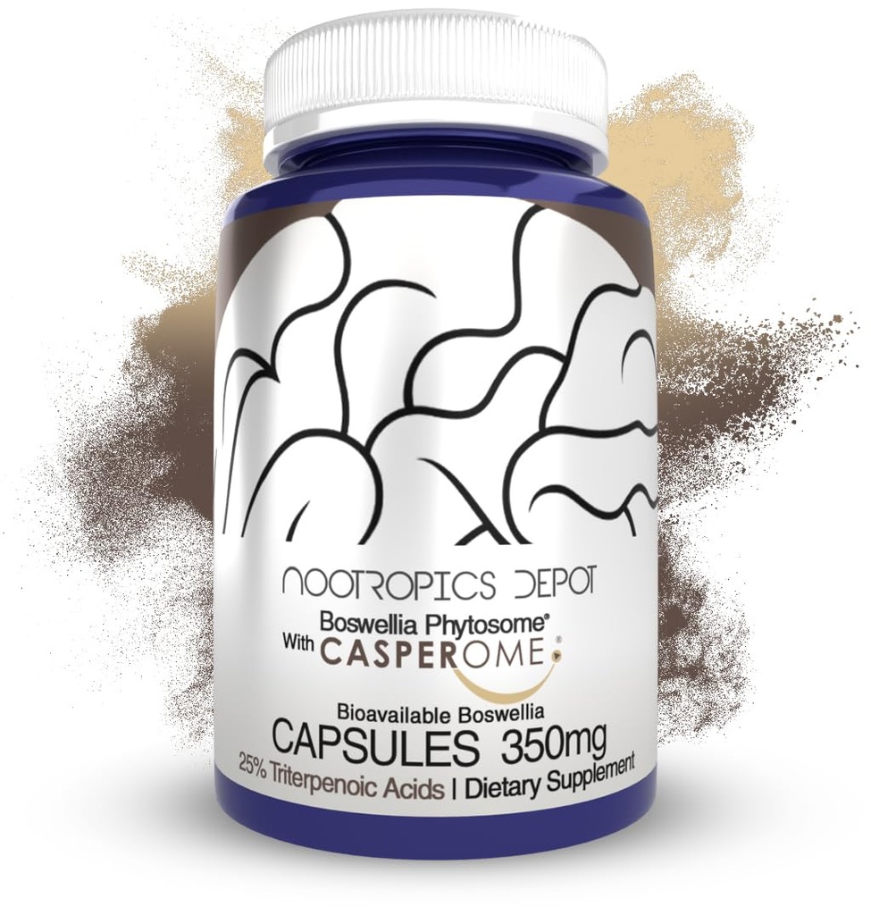 Nootropics Depot Boswellia Phytosome Capsules de 350mg de casperome de 25% Acides triterpénoïques de Boswellia serrata de l'encens de FrankInense de la santé articulaire de 30 Nombre