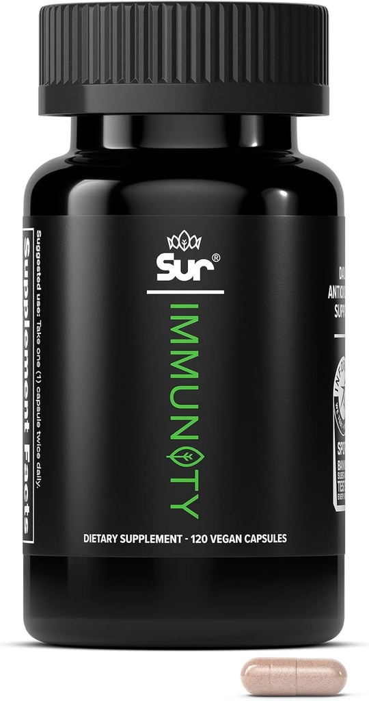 Sur Immunity Immunity Support Supplement met vitamine C, Acerola Cherry, Kurkuma & Green Tea Extract - Optimale verdediging Wellness Regime, Antioxidant Blend & Vegan Polyfenol Supplement (120 capsules)