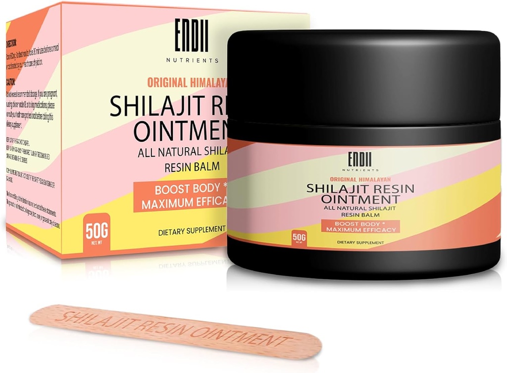 Shilajit Resin w/Fulvinezuur & Trace Minerals, 100% Pure Shilajit met 85+ Humuzuur Supplement Gel, Verhoog Metabolisme, Energie & Immune System - 100 Servingen / 60g per Serving 1.67oz