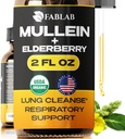 FabLab Mullein Leaf Extract met Vlierbes 2 Fl Oz - Made in USA - Drops for Better Lung - Mullein Tinctuur voor Lung Detox - Bronchial Cleanse voor Rokers - Respiratory Herbal Supplement