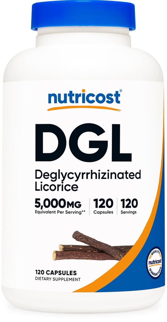 Nutricost DGL Deglycyrrizinated Licorice Extract Capsules (500mg Extract, equivalent aan 5, 000mg Licorice, 120 Servings) - Non GMO, Vegan