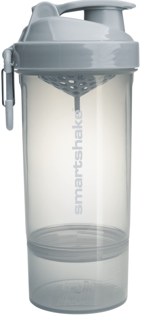 Smartshake O2GO ONE Plastic Protein Shaker Bouteille 800 ml 27 oz - Vis sans vis étanche - Sans BPA – Unisexe - Mist Gray