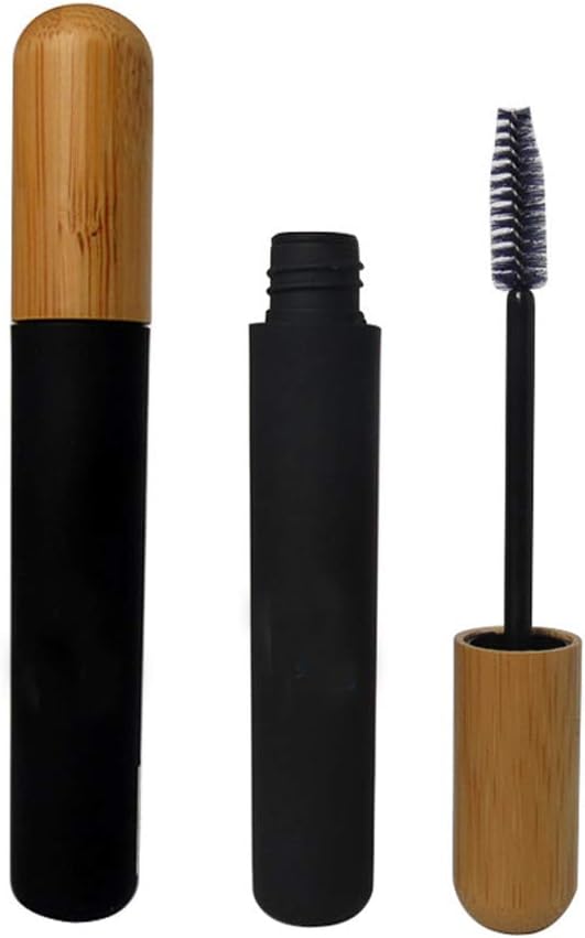 mollensiuer 2Scs 6ml Navulbare lege Mascara Buis Flessen Flacons Zwarte Herbruikbare Eyelash Cream Container fles met wimperstok en Bamboe Cap voor DIY Mascara, Reizen